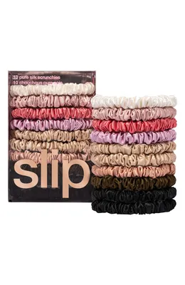slip — 10-Pack Assorted Skinny Silk Scrunchies $100 Value