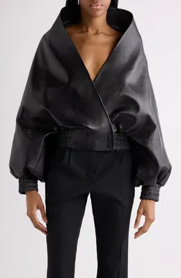 Balenciaga — Folded Leather Wrap Jacket