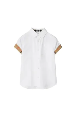 Burberry — Check Trim Cotton Poplin Shirt
