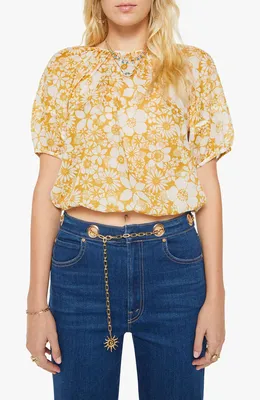MOTHER — The Party in the Back Floral Cotton Crop Top