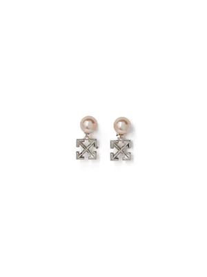 OFF WHITE — Women's Silver Arrow Pearl Earrings