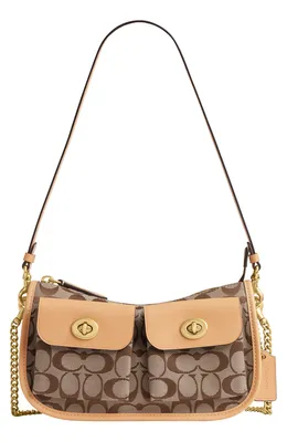 COACH — Waverly Twin Turnlock Signature Jacquard & Leather Shoulder Bag
