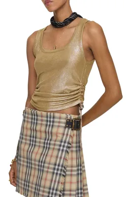 Burberry — Tiana Ruched Metallic Tank