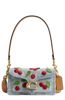 COACH — Tabby 20 Cherry Embroidered Denim Shoulder Bag