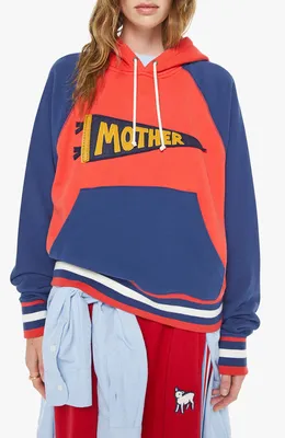 MOTHER — The Square Colorblock Appliqué Cotton Hoodie