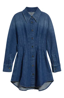 Givenchy — Long Sleeve Denim Cocoon Mini Shirtdress