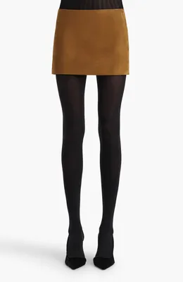 Khaite — Jett Lambskin Suede Miniskirt