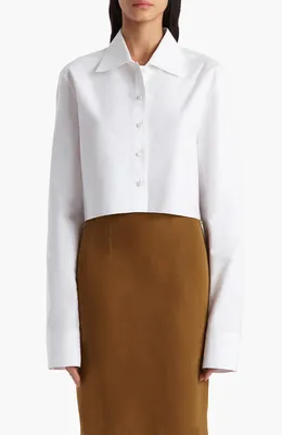 Khaite — Jasen Crop Button-Up Shirt