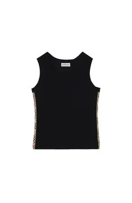 Burberry — Check Trim Stretch Cotton Vest