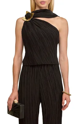 Cult Gaia — Moira Asymmetric Neck Micropleat Top