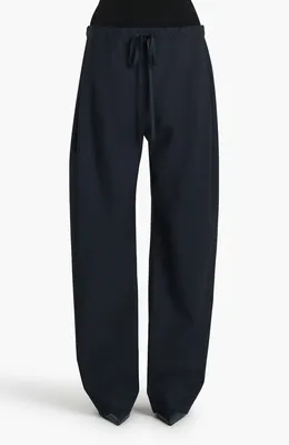 Khaite — Rohen Tropical Virgin Wool Barrel Leg Drawstring Pants