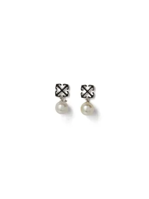 OFF WHITE — Women's Black Arrow Pearl Earrings