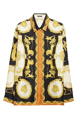 Versace — Hall of Heroes Silk Button-Up Shirt