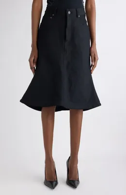 Balenciaga — Denim A-Line Midi Skirt