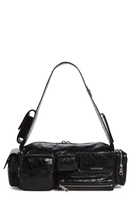 Balenciaga — Small Superbusy Crinkle Leather Sling Bag