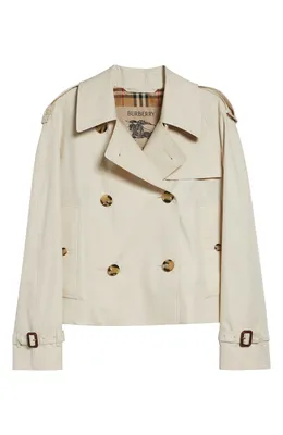 Burberry — Haltye Cotton Gabardine Crop Trench Jacket